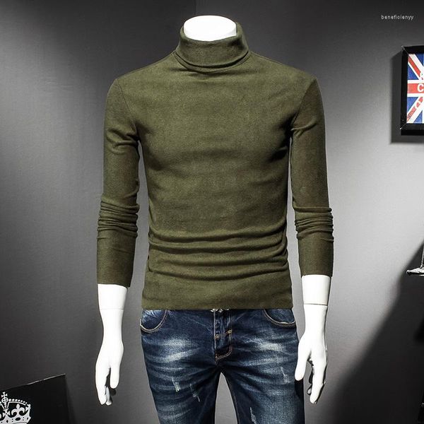 Magliette da uomo Designer invernali Abbigliamento autunnale Camicia a collo alto basic Slim Male Plus T-shirt a maniche lunghe in velluto Biancheria intima termica 81820