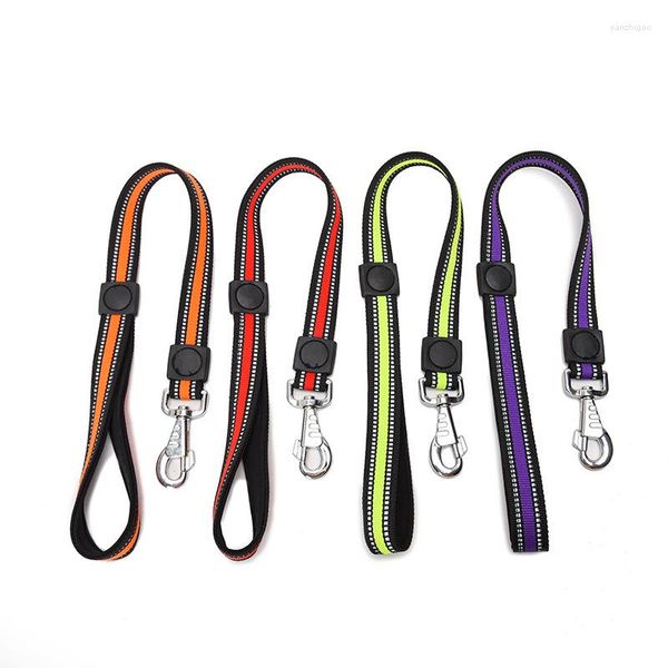 Colarinhos de cachorro colares poliéster coleira noturna de treliça curta segurança chumbo strap arnês com metal clipe de estimação de suprimentos para animais de estimação