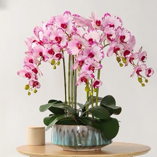 Ghirlande di fiori decorativi Viola Phalaenopsis 5 pezzi Orchidea 3 pezzi Foglia Farfalla Fiore 86 cm Materiale Real Touch Centrotavola per eventi impermeabile INDIGO 230313