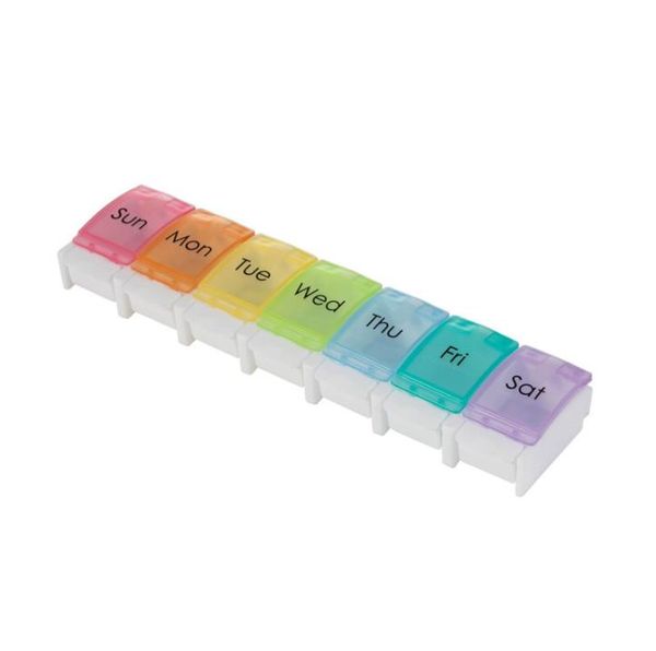 Bunte Pill Box Medizin Organizer 7 Tage wöchentlich Pillen Box Tablet Halter Aufbewahrungskoffer Container Pillbox für Reisen SN5183