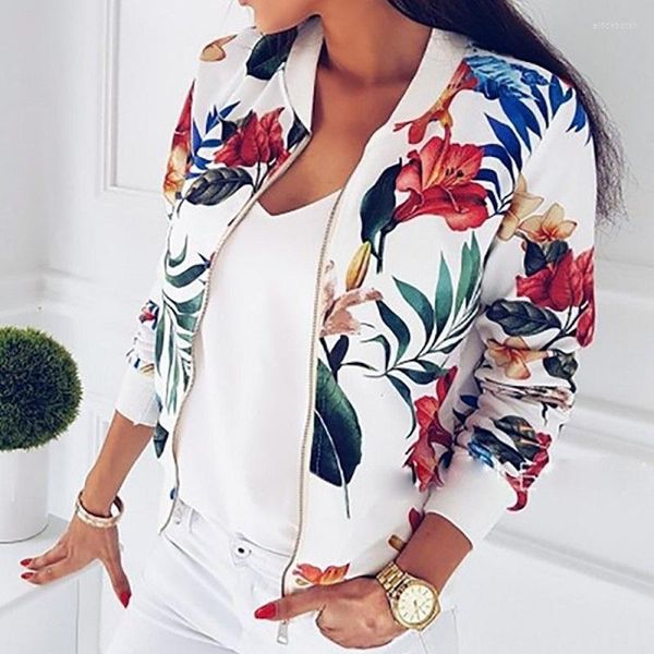 Giacche da donna Giubbotto bomber da donna stampato floreale primavera estate casual tasca con cerniera giacca bomber moda femminile capispalla streetwear
