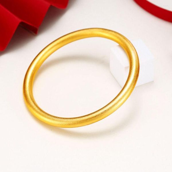 Bangle простой простой стиль классический желтый золото, заполненное тяжелым твердым женским браслетом, свадебный подарок на вечеринку