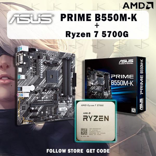 Schede Madri ASUS PRIME B550M-K AMD Ryzen 7 5700G R7 CPU Suit Socket AM4/senza dispositivo di raffreddamento