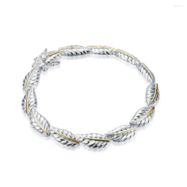 Очарование браслетов серебряного цвета браслет модные украшения золотые перья Свадебный подарок для женщины Красивый стиль вечеринки высочайший качество H058