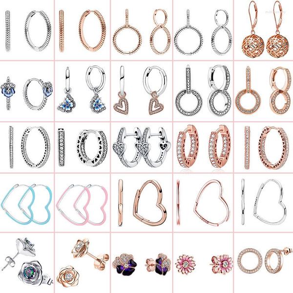 Ohrstecker Top Verkauf 925 Sterling Silber Pendiente Charm Hoop Für Frauen Fit Original Edlen Schmuck Joyas