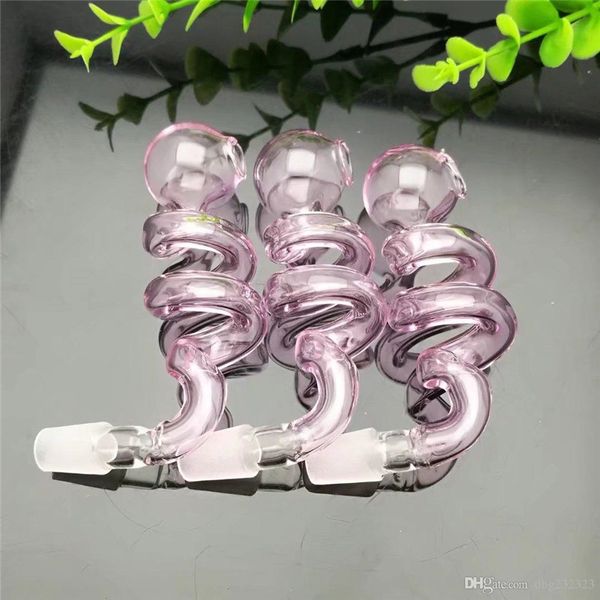Розовый двойной спиральный кастрюль оптом стеклянные бонги масляные стеклянные трубы водные трубы масла, масло.