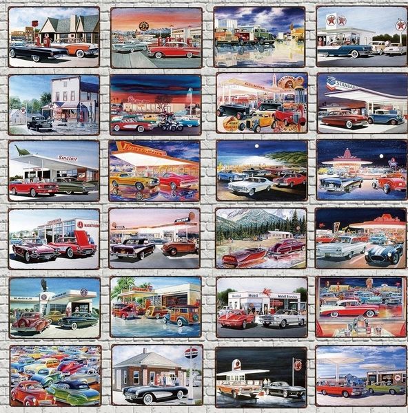 Araba Servisi Teneke İşaret Vintage benzin İstasyonu Metal Plaka Boyama Motor Yağ Retro Demir Resim Duvar Dekorasyonu Garaj Otomobil Dükkanı Dekor Kişiselleştirilmiş Sanat Dekoru 30x20 W01