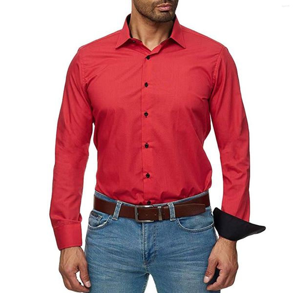 Magliette da uomo - Manica da business americana Magliette lunghe casual Camicia a colori con risvolto Camicette Harjauku con bottoni da uomo Stampa digitale 3d artistica