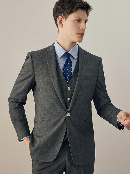 Erkek Suit (ceket pantolon yeleği) varış gri gündelik iş mesleği resmi giyim damat düğün erkekler için üç parça