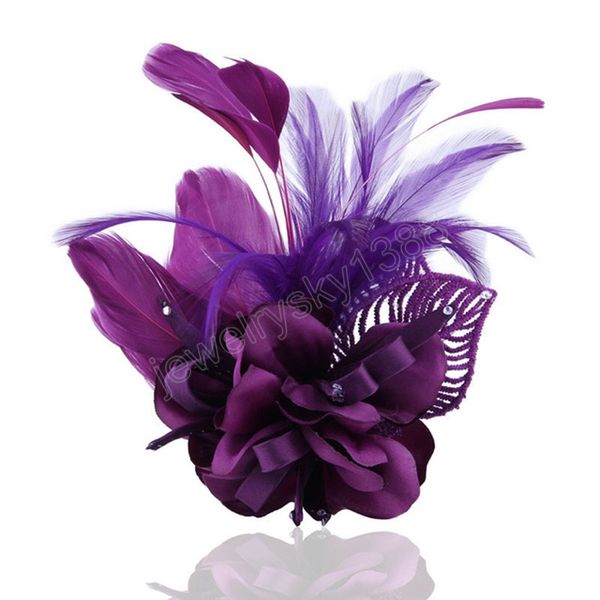 Vrouwen Mannen Broche Veer Stof Bloem Corsage Handgemaakte Revers Kraag Pin Voor Lady Trendy Bruiloft Haar Accessoires