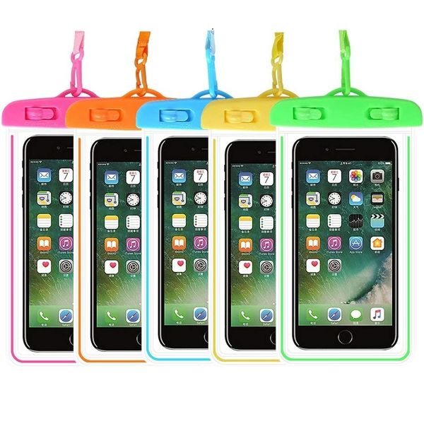 Bolsas de bolsa seca à prova d'água com cordão universal bolsa luminosa para iPhone 14 Pro Max Samsung S23 Plus