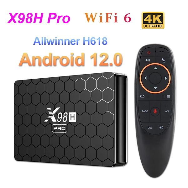 X98H Pro Smart TV Box Android 12 Allwinner H618 4G 32G 64G TVBox 2.4/5G Dual WiFi6 1000M BT5.0 H.265 4K Media Player Set Top Box