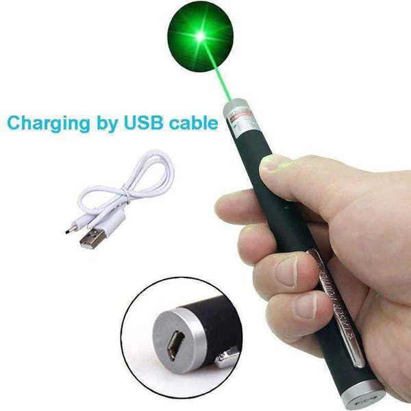 Grüner Stift-Laserpointer, direkte USB-Aufladung, Größe 5 1/2 Zoll, sofort lieferbar