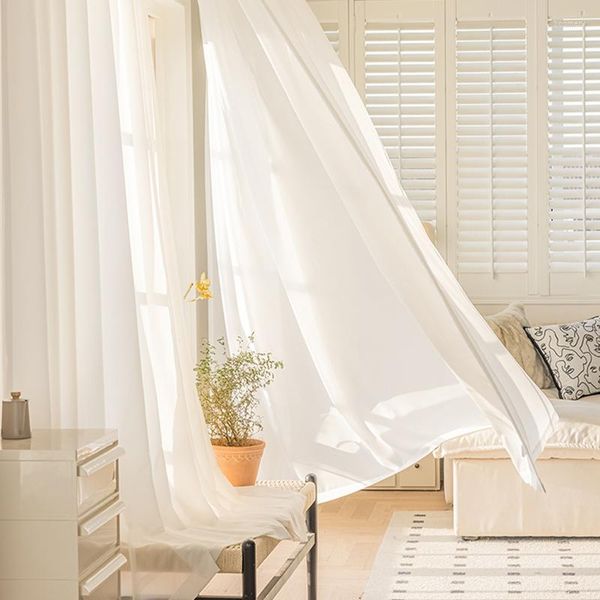 Cortina de cortina de tule grosso sólido para a janela da sala de estar decoração de véu, pura do quarto, drapes de organza de voz