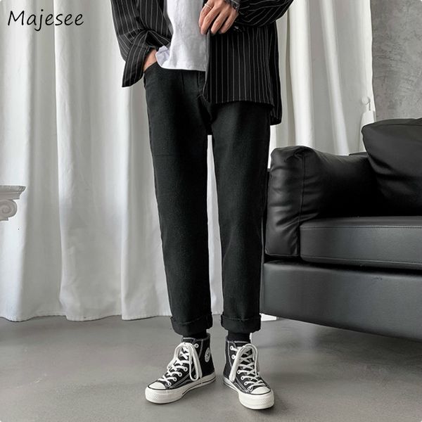 Мужские джинсы Мужские джинсы джинсы длина лодыжки с твердым разорванным большим размером 3xl Корейский стиль шикарный отдых простые модные винтажные модные б.р.