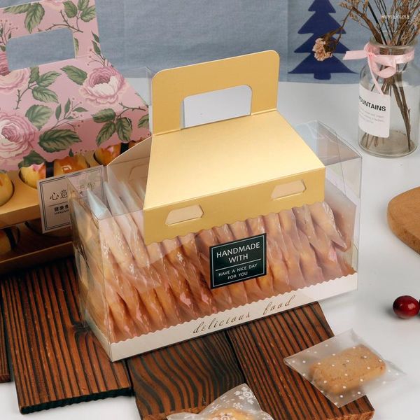 Geschenkpapier 100 teile/los Transparente Schneeflocke Verpackung Box Keks Süßigkeiten Cookie Nougat Tragbare Gebäck Großhandel