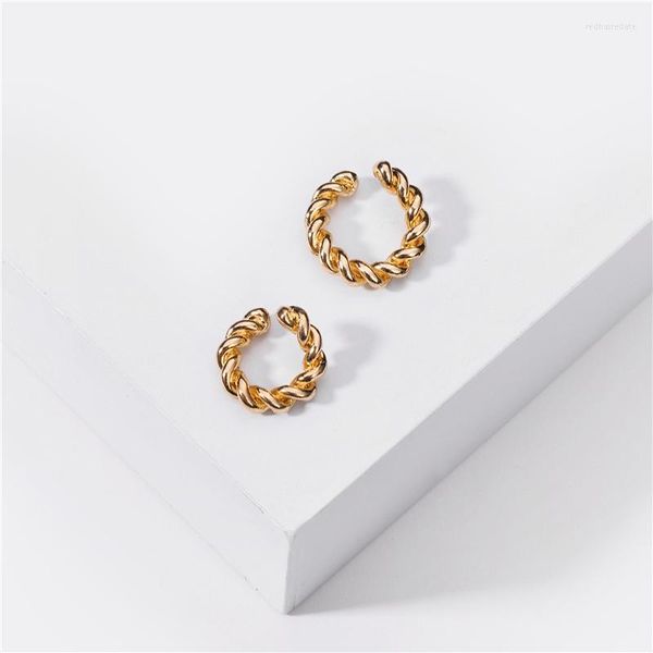 Orecchini posteriori Minimalista a forma di C Twist Chain Ear Cuff Clip On per donna Colore oro senza piercing Earcuff Jewelry