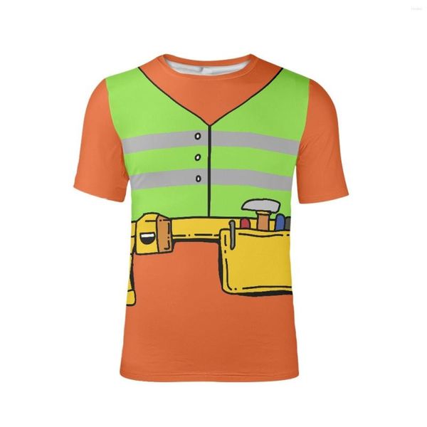 Camisetas masculinas de desenhos animados para cartoon trabalhadores de construção de roupas de jogo de partida de game de bonde de camisetas de camisetas