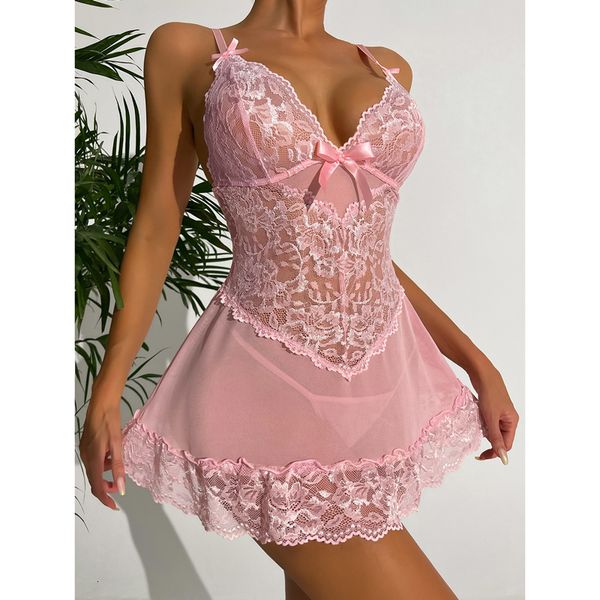 Ensemble Sexy de Lingerie porno pour femmes, ensemble de Lingerie avec broderie de fleurs, soutien-gorge Transparent, sous-vêtement en dentelle intime_voghion.com