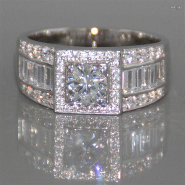 Cluster Rings 2023 Solitaire Male 6mm Diamond Ring Real 925 Sterling Silver Jewelry Fidanzamento Wedding Band per gli uomini Party Bijou