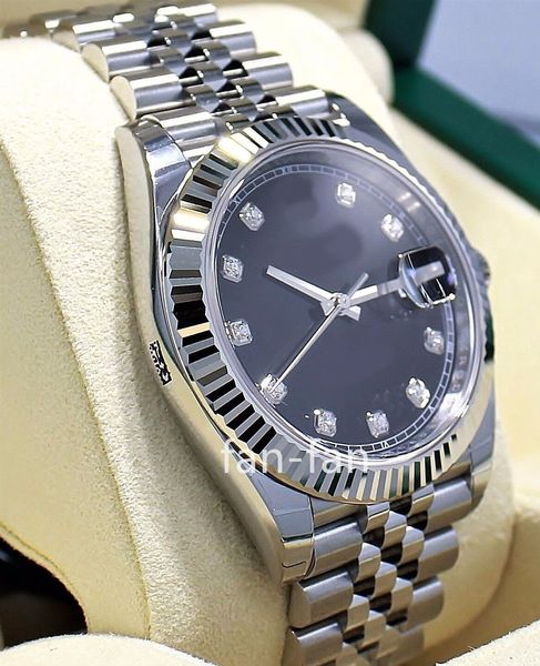 EW Factory Watch 904L Сталь Blue Dial Cal.3235 Datejust 126334 41 мм Юбилейный черный бриллиантовый циферблат 18K W Gold Bezel