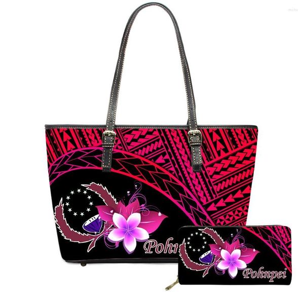 Borse da sera Drop Custom 2 pezzi in pelle con portamonete Set borsa Pohnpei per donna 2023 Borsa a tracolla da donna polinesiana di lusso firmata