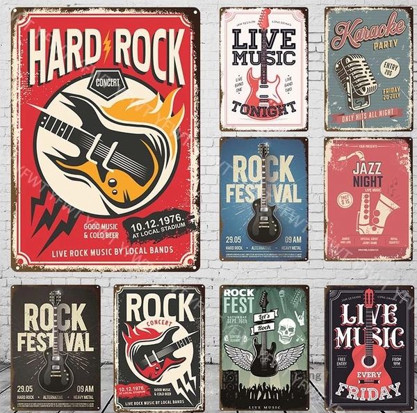 Vintage Rock Müzik Metal Poster Teneke İşaretler Retro Gitar Rock Partisi Metal Tabakları Bar Pub Kulübü Ev Duvar Sanat Dekoru 30x20cm W03