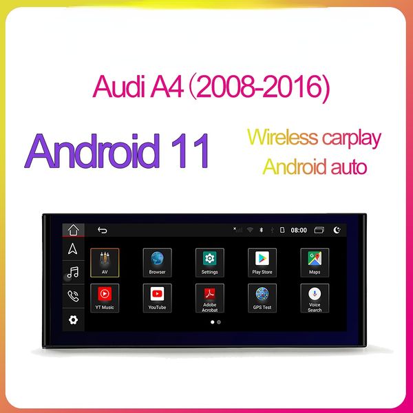 Autoradio Player Android estéreo DVD DVD multimídia sem fio CarPlay GSP WiFi Bluetooth USB 4G para Audi A4/A5 mmi 2g 3G