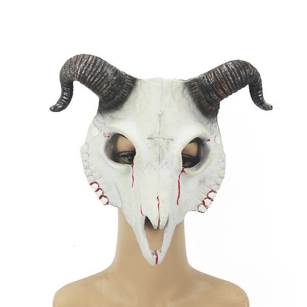 Máscaras de festa máscara demon máscara de halloween máscara de terror crânio máscara de chifre de chifre ram buzina máscara de skull skull halloween party cosplay figuran decoração 230313