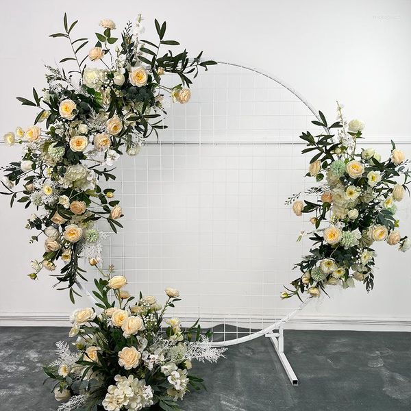 Fiori decorativi Champagne Row Puntelli di fiori Decorazione finita Eucalyptus T Stage Road Lead Wedding