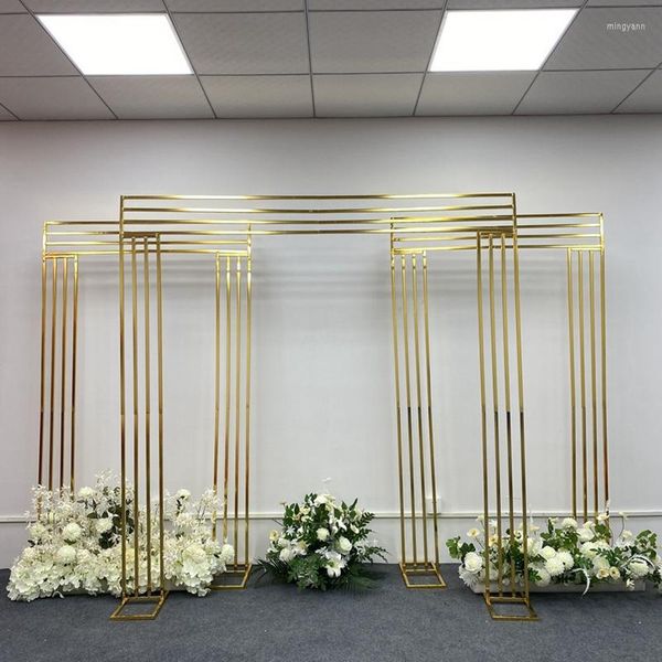 Decoração de festas Arco de casamento Distante dourada Arques de tela de ferro forjado Decoração de pano de fundo Props Geometria Artificial Flower Stand Stand