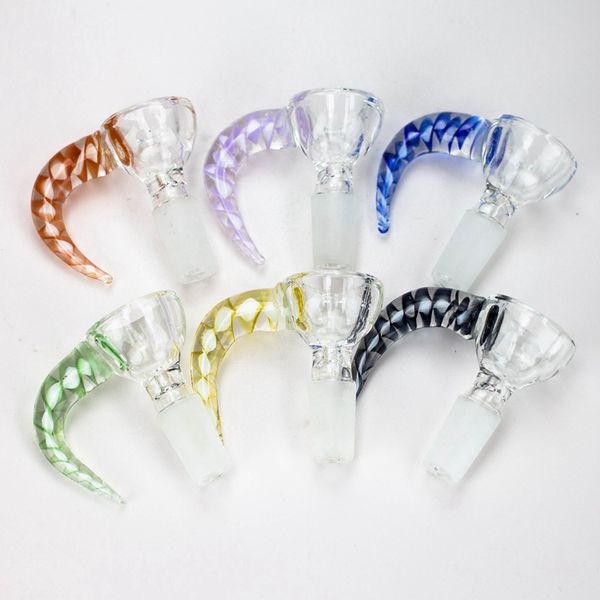 Sigara Renkli Pyrex Kalın Cam Vidalı Korsama Tutma 10mm 14mm 18mm Erkek Eklem Değiştirme Kaseleri Bitki Tütün Yağı Filtresi Water Pipe Bong Harsah Downstem Tutucu DHL