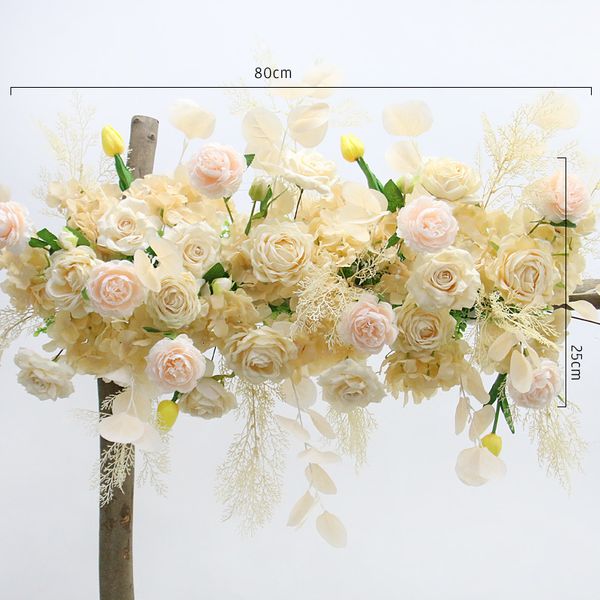 Dekoratif Çiçek Çelenkleri Özel Mavi Beyaz Düğün Props Arch Zemin Partisi Etkinlik Dekor Yapay Çiçek Sıralı İpek Açık Çim Sahta Çiçek Düzenlemesi 230313