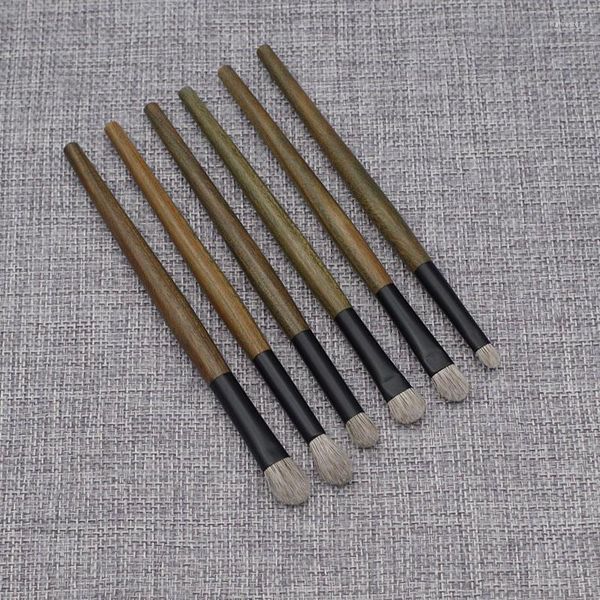 Make-up-Pinsel, professionelles handgefertigtes Set, Ziegen- und Pferdehaar-Lidschatten-Mischpinsel, grüner Sandelholzgriff, Make-up-Set