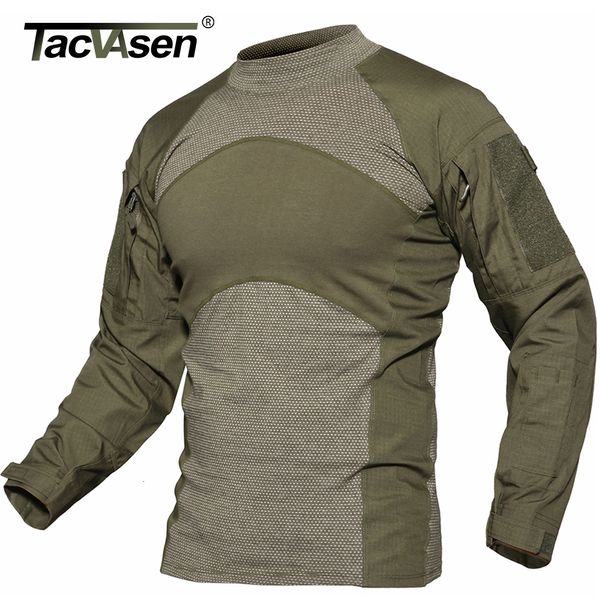 Camisetas masculinas Tacvasen homens de verão Tactical T-Shirt Exército Combate airsoft Tops de manga longa Camiseta militar Hunt Camuflage