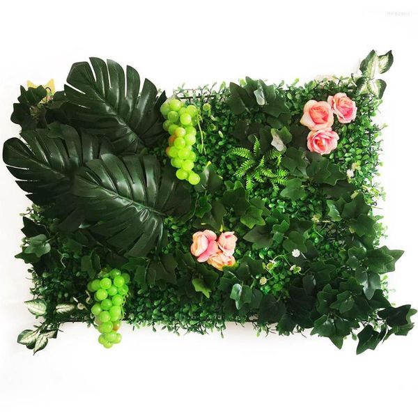 Flores decorativas Decoração em casa Wisteria Flower Artificial Wall Panel Party Facast Background Plant Grass Gramado