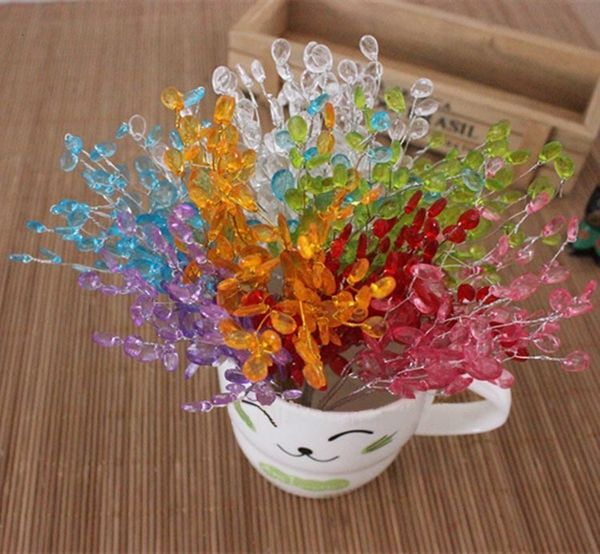 Flores decorativas Wreaths Wreaths Crylic Crystal Grow Drops Wire Flower Flower Buncos Diy Craft Decoration For Wedding Christmas Home Table Arranjos Garland 230313