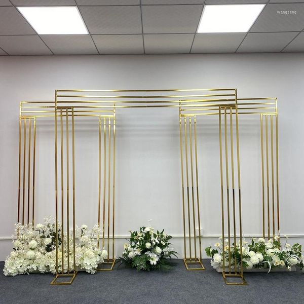 Parti dekorasyonu wen-feiyu altın kaplama düğün kemeri arka plan parlak ev çiçek standı çerçeve