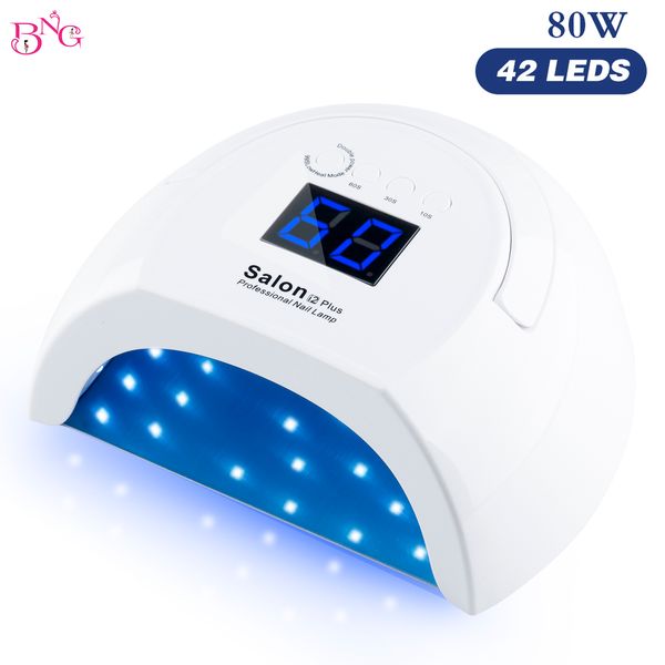 Essiccatori per unghie BNG 80W 10s 30s 60s Led Light Dryer per unghie Lampade per unghie Lampada per gel UV LED Macchina per nail art fai-da-te Tempo regolabile Sensore intelligente 230313