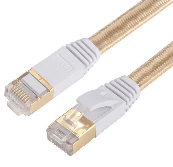 Cat 7-Ethernet-Kabel, Nylon geflochten, 4,6 m, CAT7 High Speed, professioneller vergoldeter Stecker, STP-Kabel, CAT 7 RJ45, schwarz