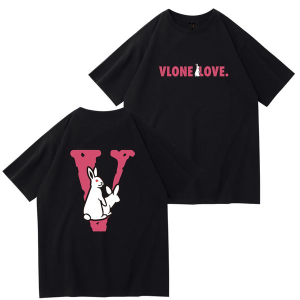 VLONE homens/mulheres de algodão streetwear de manga curta letras de cigarro solto casal 100% algodão esportes T-shirt confortável menino de rua