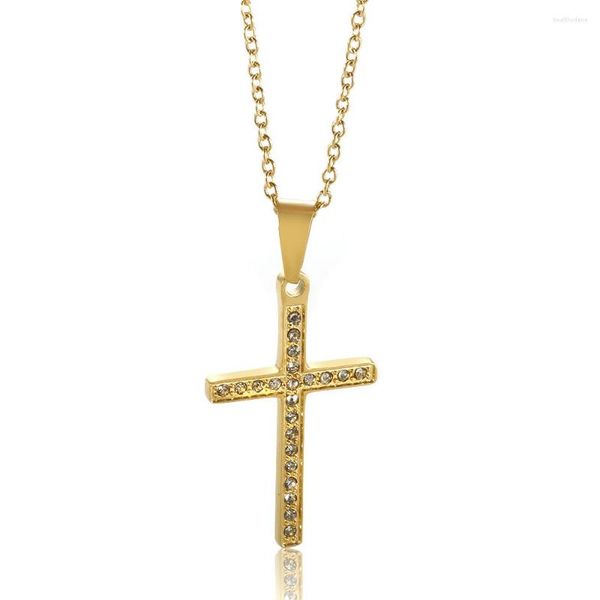 Anhänger Halsketten Kreuz Kristall Halskette Für Frauen Männer Edelstahl Vergoldet Zirkonia Jesus Charm Kette Schmuck