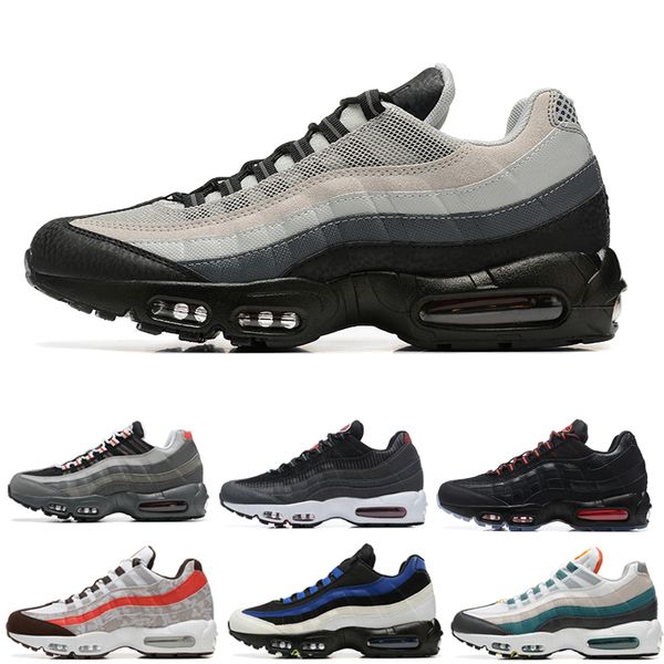 Tênis de corrida 95 tênis esportivos 95s OG Neon Crystal Blue Solar Red Bordeaux Light Charcoal Obsidian Dark Smoke Grey Reflective Volt Mens Trainers