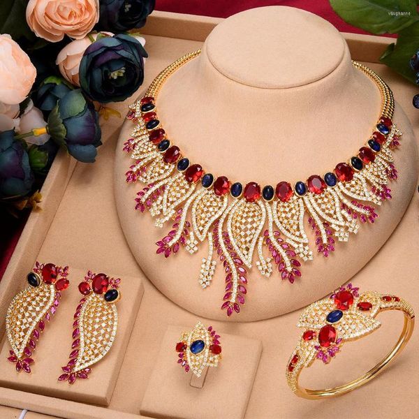 Brincos de colar Definir Missvikki Multicolor Sparkly de alta qualidade Luxury Princess Bangle Ring Jóias Jóias de casamento Jóias de casamento