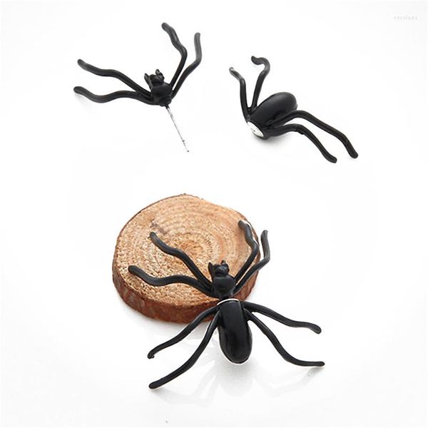 Brincos de garanhão luoler moda 1 peça 3d Creepy Black Spider Ear para mulheres Únicas engraçadas punk halloween brinco de jóias