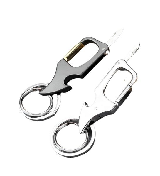 Family Bar 3 em 1 Multifunction Metal Carabiner Small Keychain Knife com a corrente de chave de abridor de garrafas com desmontagem Courior Nimi Knife Multi Tool para diariamente usando
