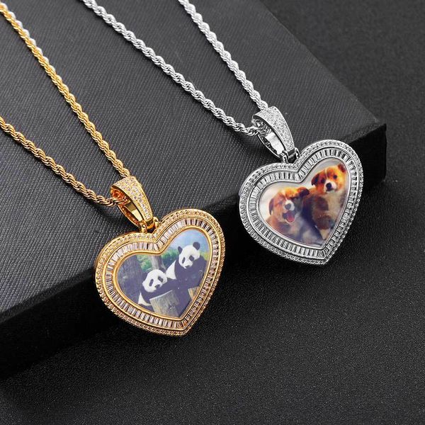 Hip Hop Lover Heart Casos de pingentes de foto personalizados Medalha Memorial Bling Memorial