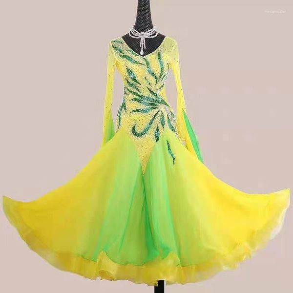 Stage Wear Adult Ballroom Competition Dance Dresses Design Waltz Skirt Personalizzazione avanzata Abito da ballo standard