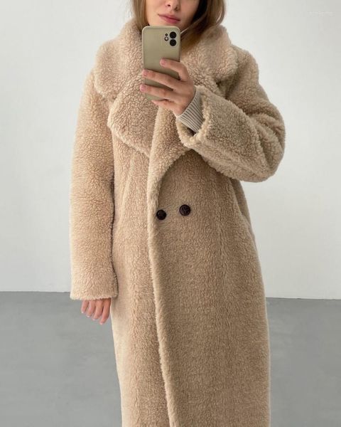 Frauen Pelz Winter Lange Dicke Faux Warme Mäntel Frauen Vintage Hülse Teddybär Jacke Weibliche Casual Übergroßen Mantel Outwears 2023