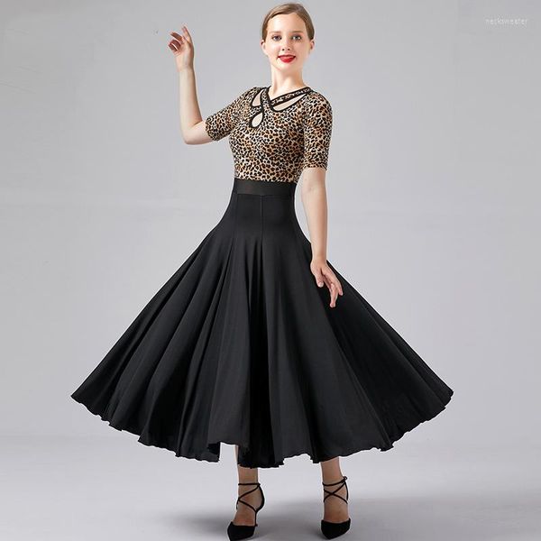 Stage Wear Fashion Sexy Ballroom Dance Dress Women Modern Leopard Waltz Dacing Practice Costumes